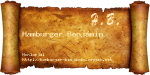 Hamburger Benjámin névjegykártya